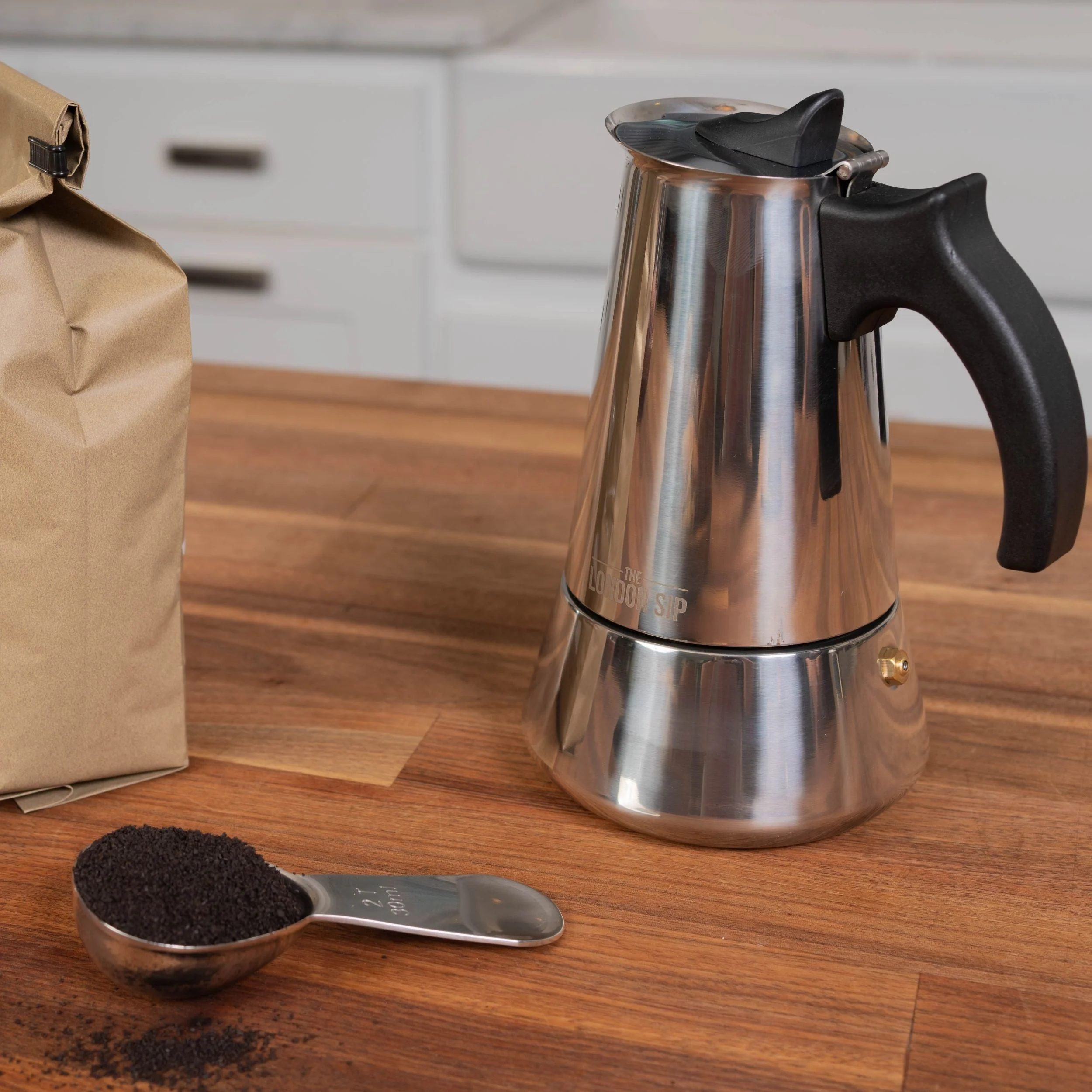 Espresso Maker & Coffee Spoon Bundle, 10 Cup, Silver (EM10S, CS230) - Image 5
