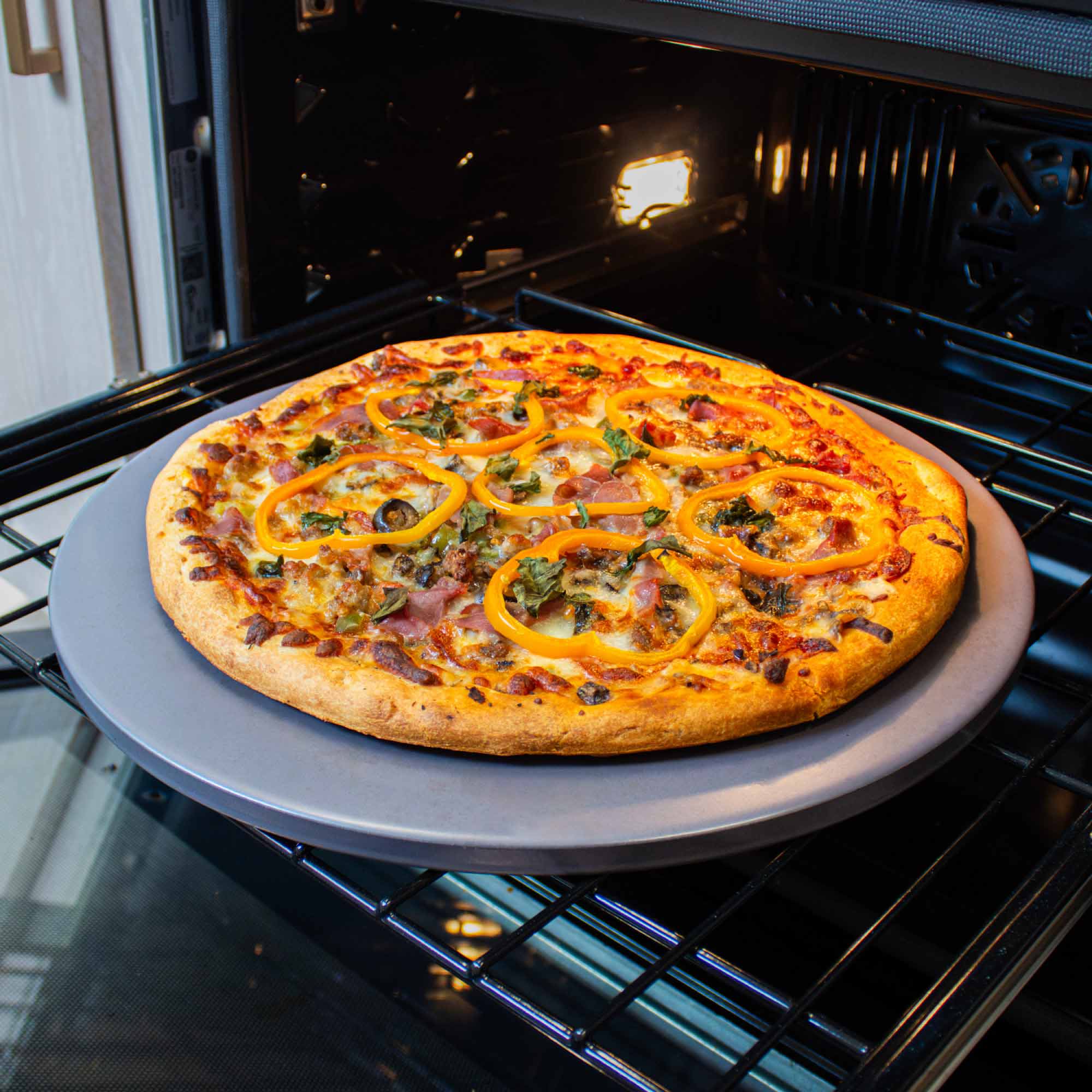 Glazed Round Pizza Stone, 16-Inch, Grey - Image 3