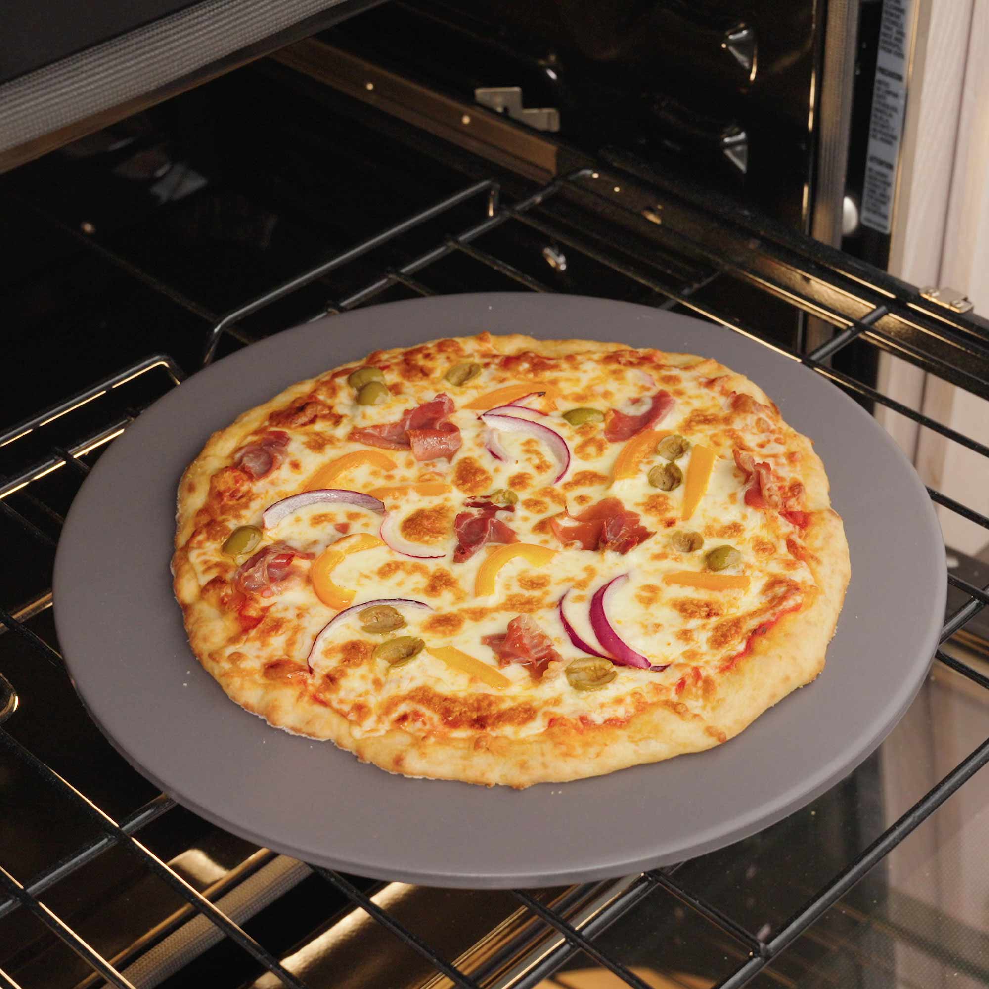Glazed Round Pizza Stone, 16-Inch, Grey - Image 6