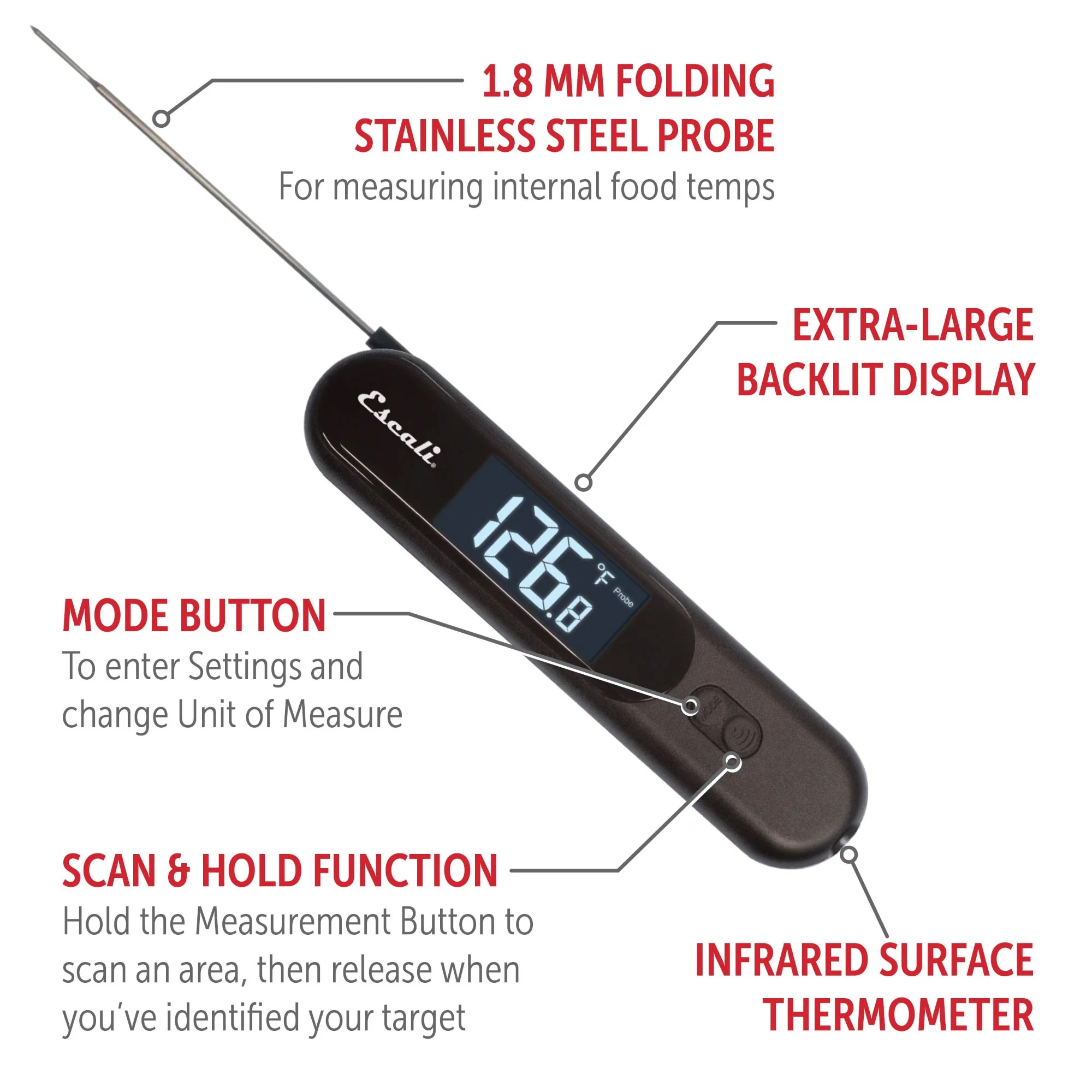 Infrared Surface and Folding Probe Digital Thermometer - Image 2