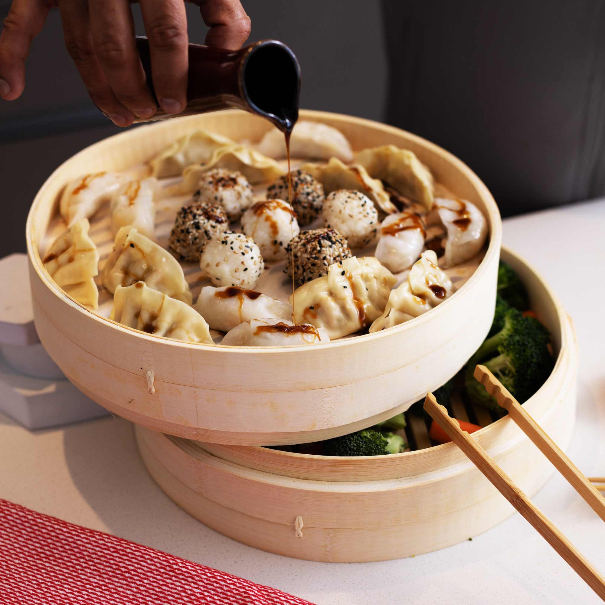 2-Tier Bamboo Steamer Baskets, 6-Inch - Image 3