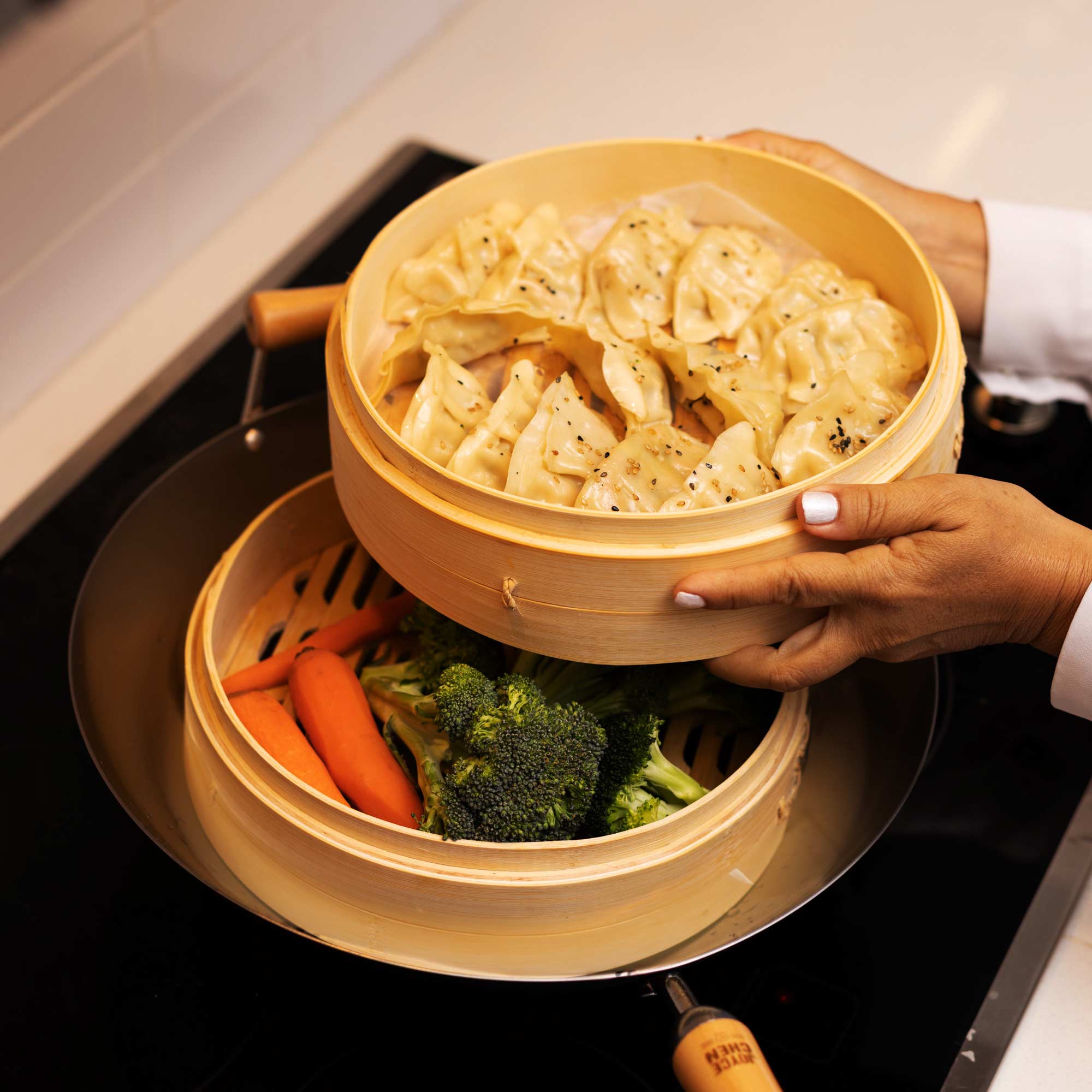 2-Tier Bamboo Steamer Baskets, 6-Inch - Image 5