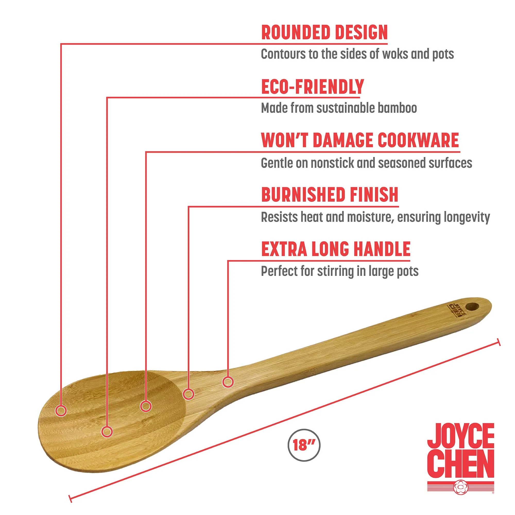 Burnished Bamboo Mixing Spoon, 18-Inch - Image 2