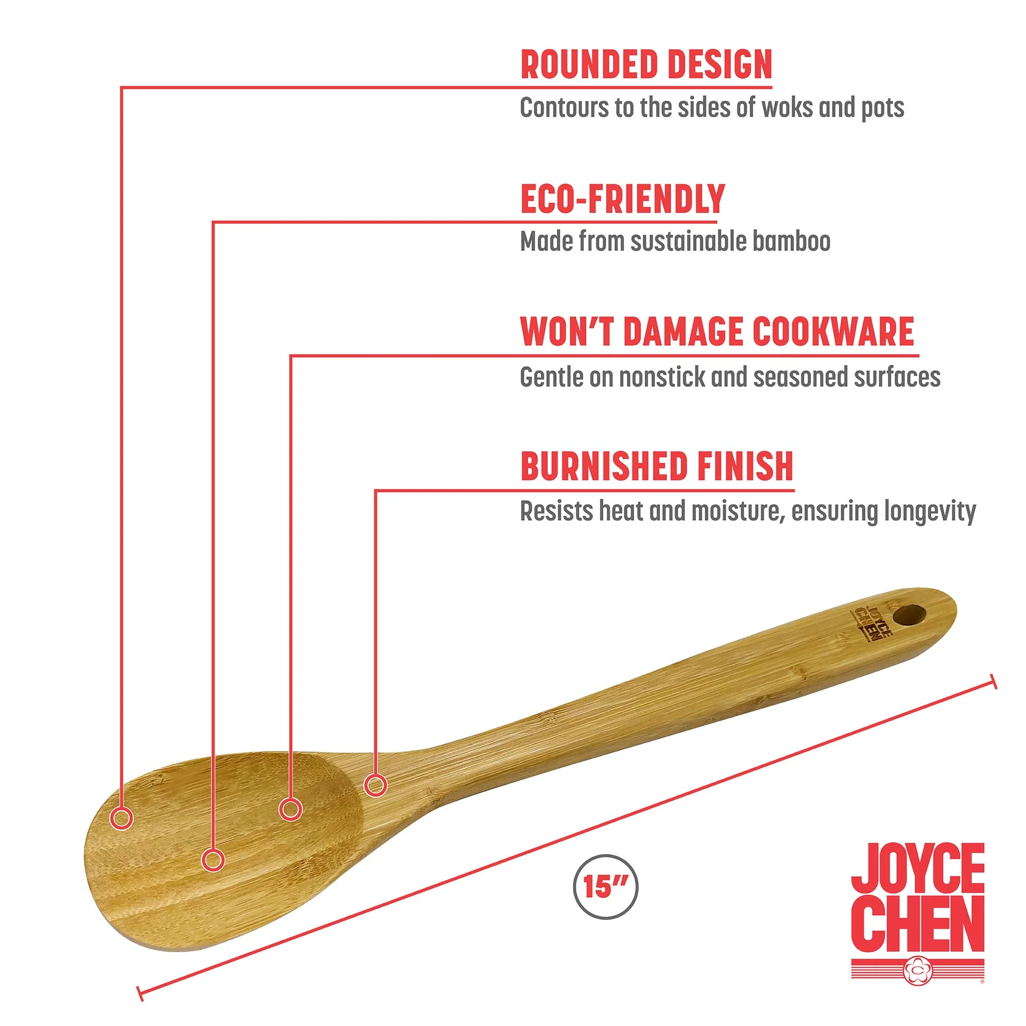Burnished Bamboo Mixing Spoon, 15-Inch - Image 2