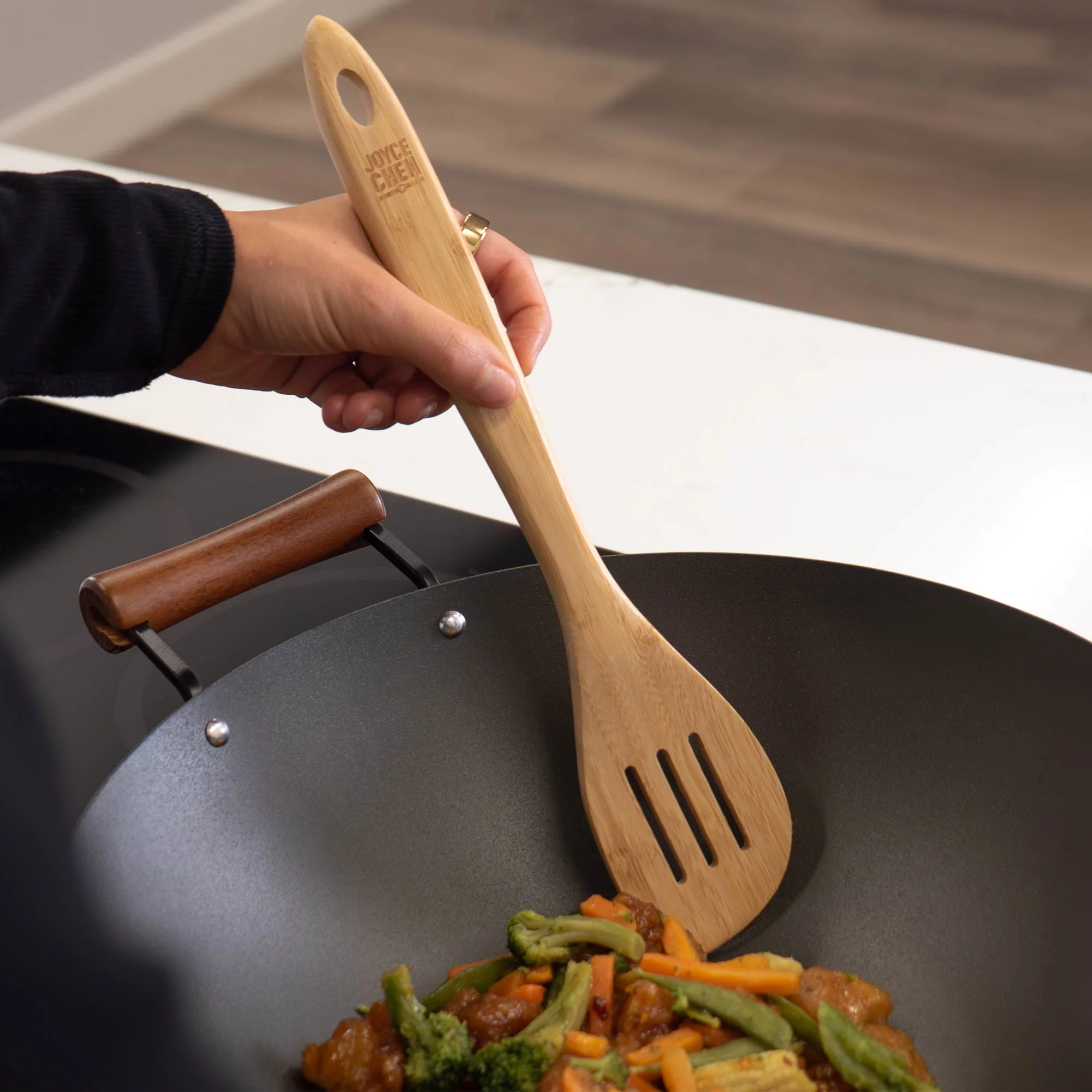 Burnished Bamboo Slotted Spatula, 13-Inch - Image 3