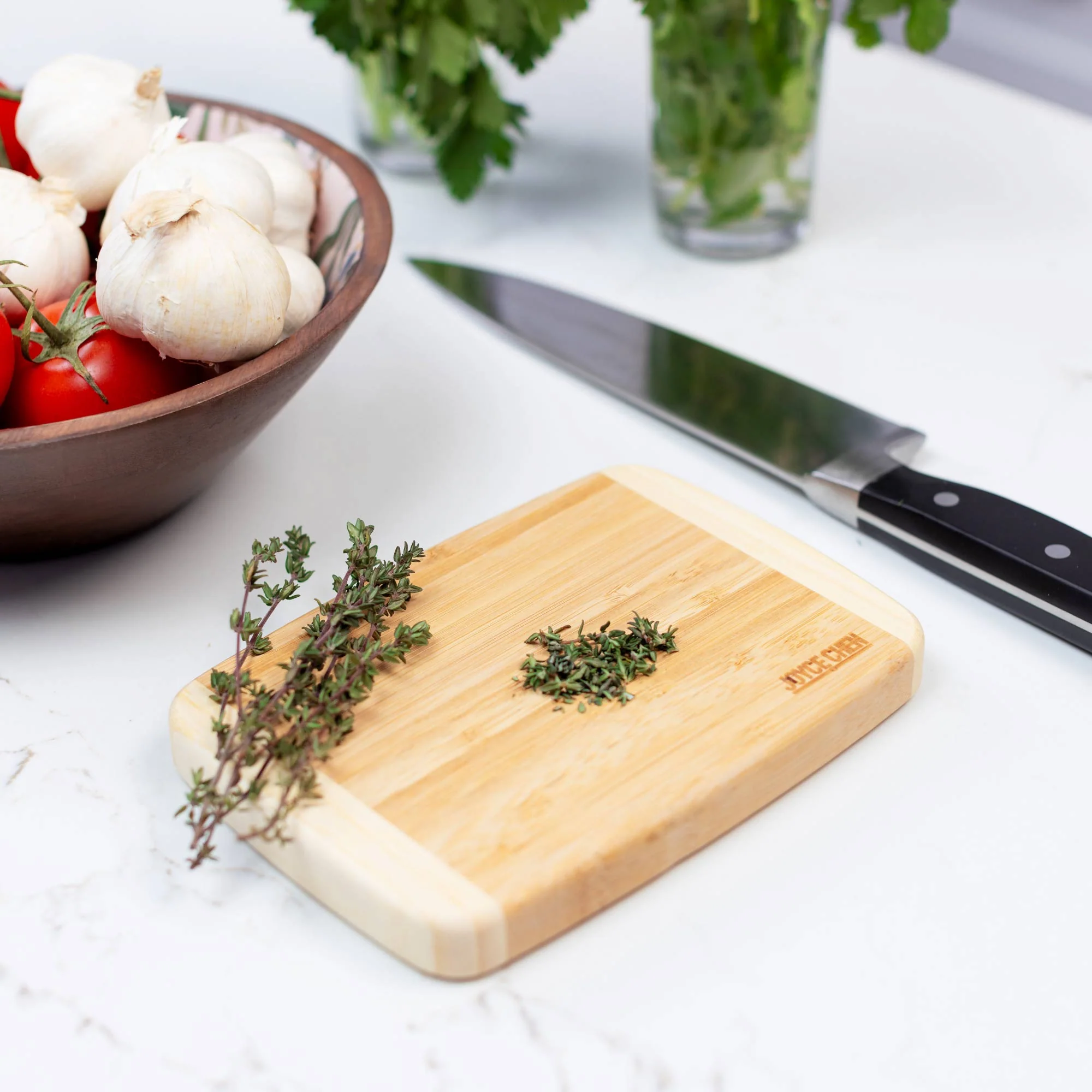 Compact Burnished Bamboo Cutting Board, 5x7 Inches - Image 4
