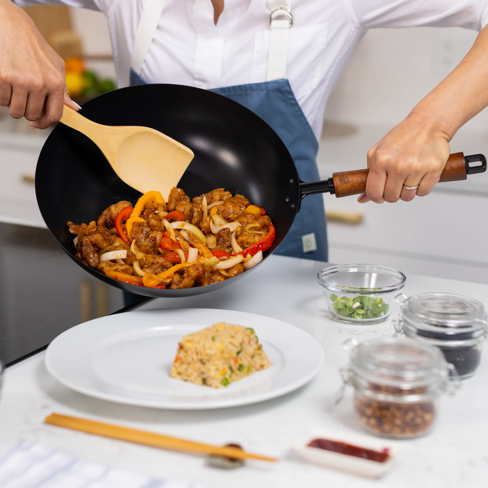Classic Series 12-Inch Carbon Steel Ceramic Nonstick Stir Fry Pan - Image 4