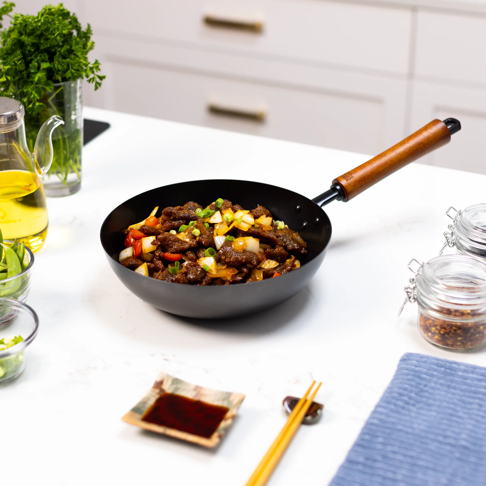 Classic Series 9.5-Inch Carbon Steel Ceramic Nonstick Stir Fry Pan - Image 6