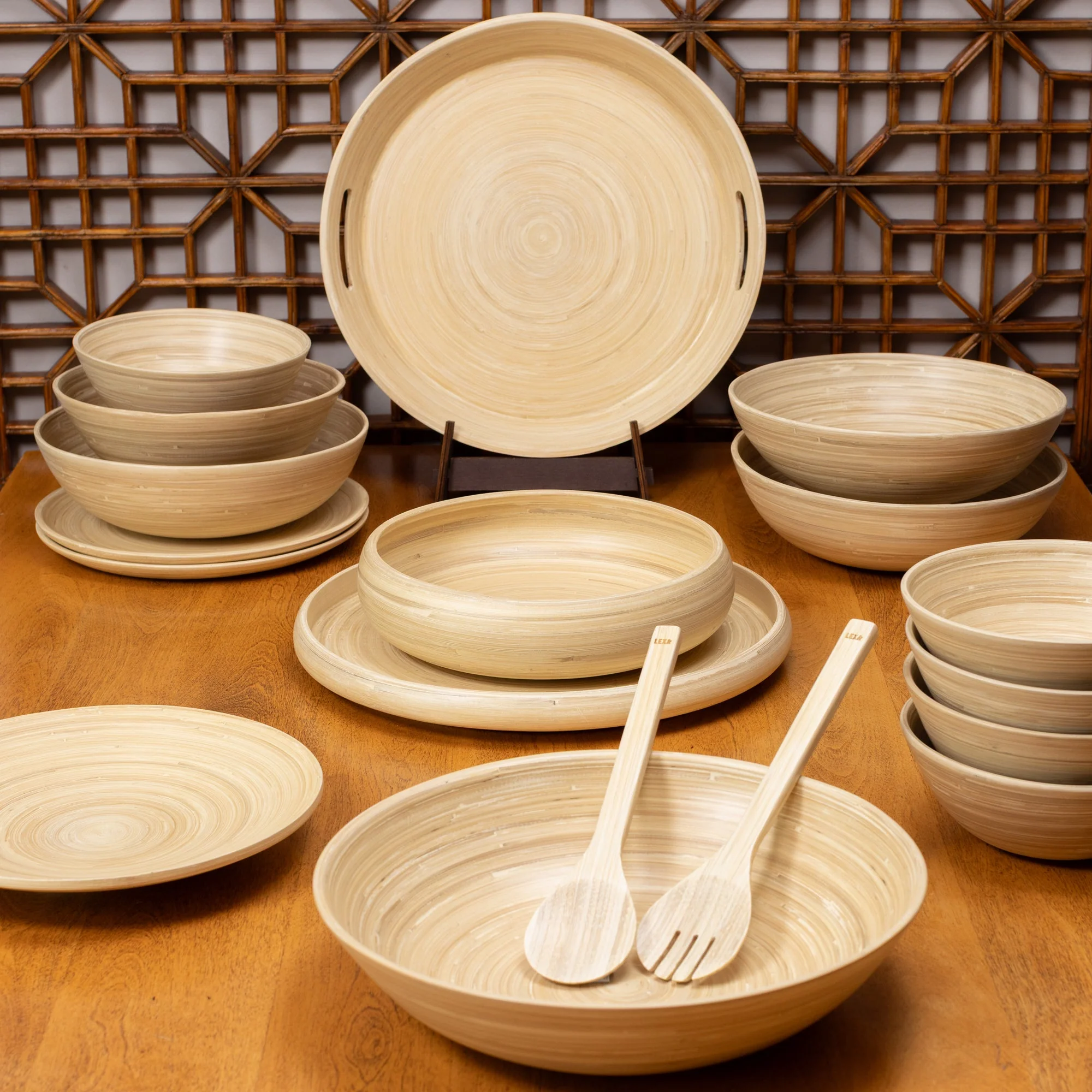 Lexa Bamboo 3-Piece Bowl Set, 12, 10, 8 Inch - Image 10