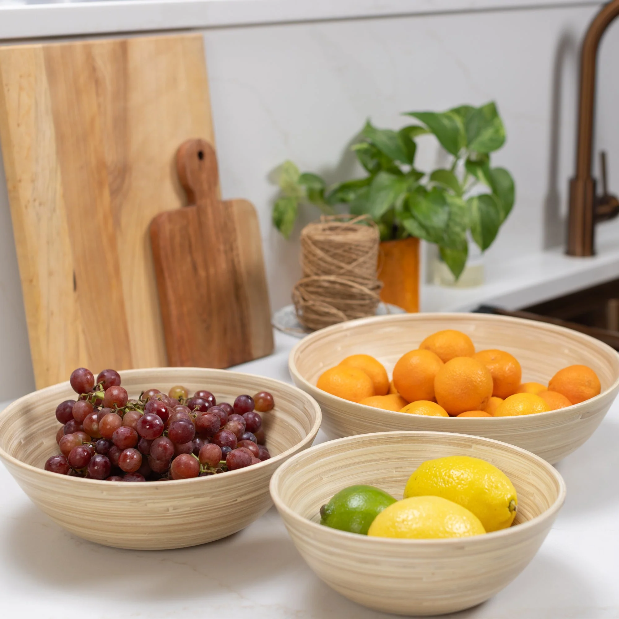Lexa Bamboo 3-Piece Bowl Set, 12, 10, 8 Inch - Image 8