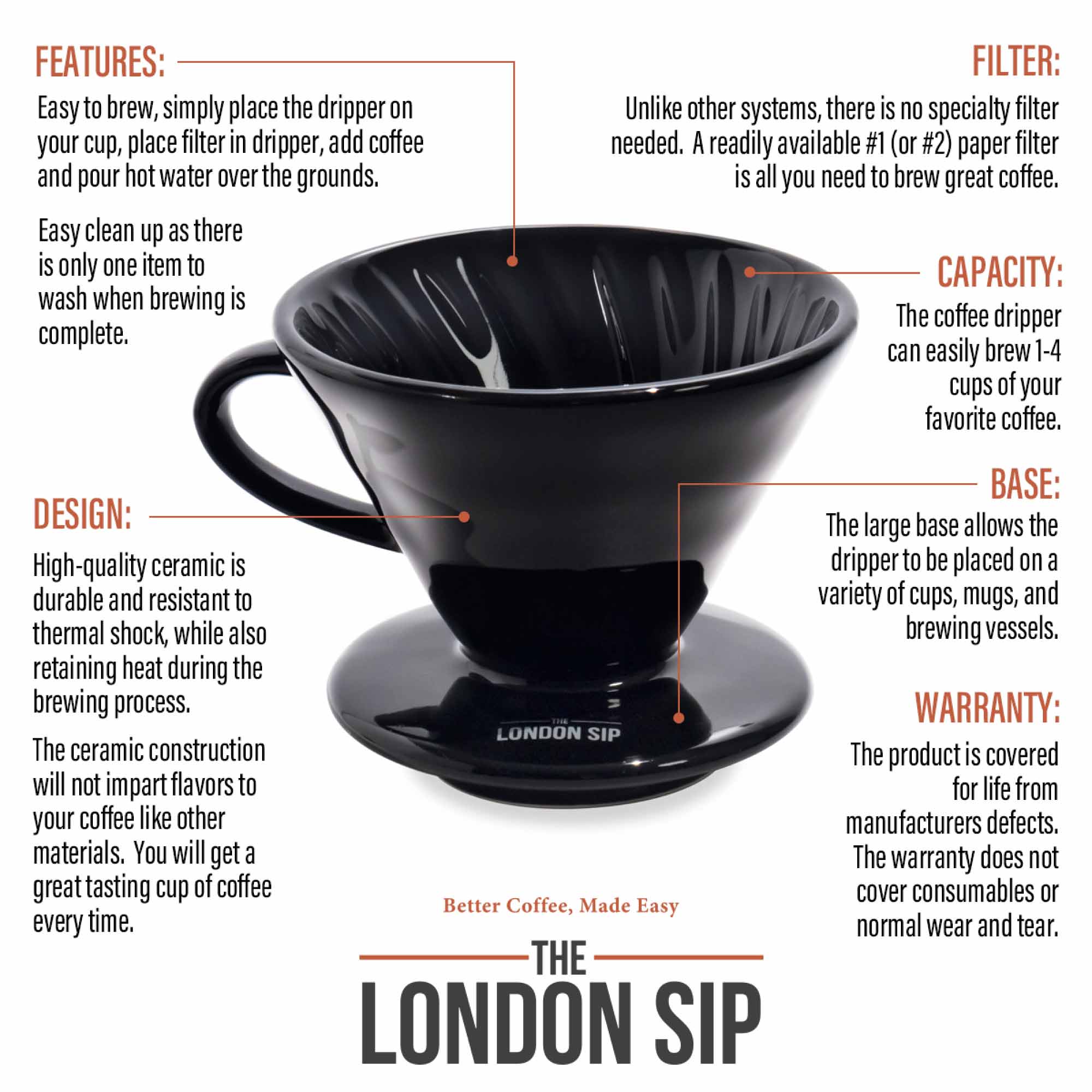 Ceramic Coffee Dripper, Black - Image 6