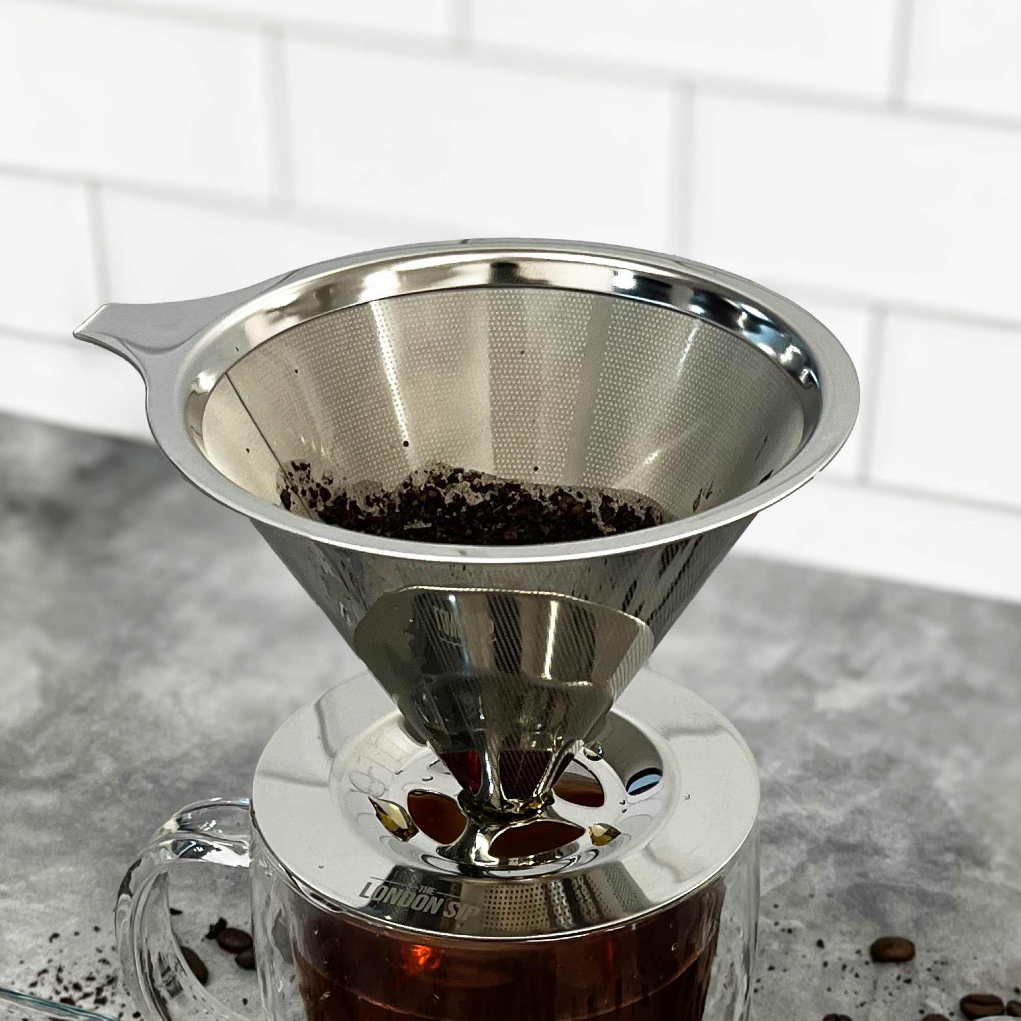 Stainless Steel Reusable Filter & Coffee Dripper, 1-4 Cup - Image 3
