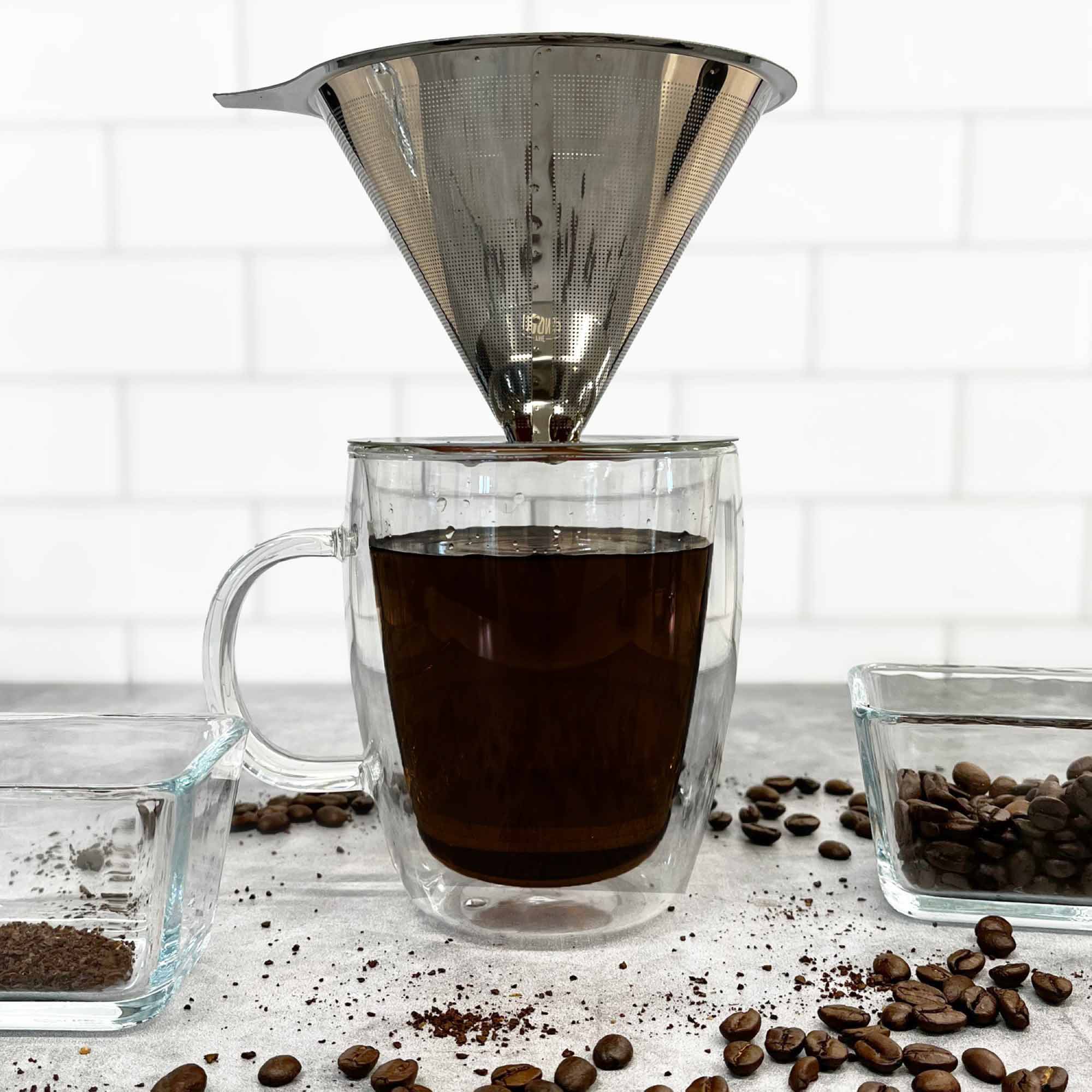 Stainless Steel Reusable Filter & Coffee Dripper, 1-4 Cup - Image 4