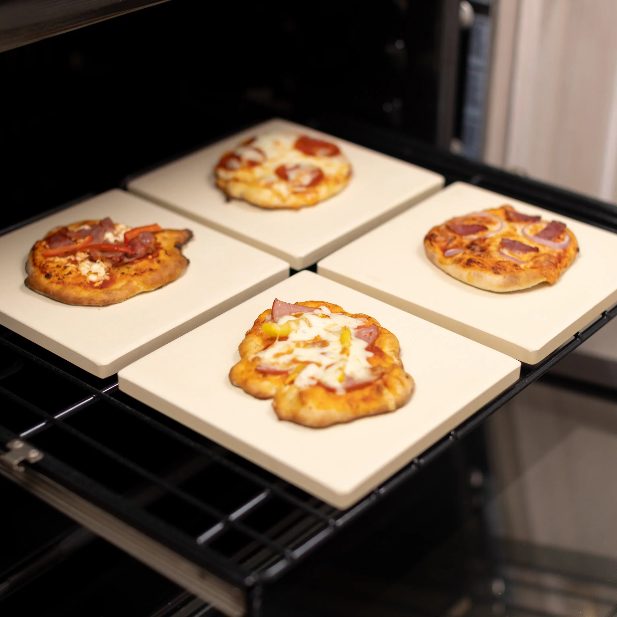 Cordierite Square Pizza Stone 4 Piece Set, 7.5x7.5-Inch, Beige - Image 3