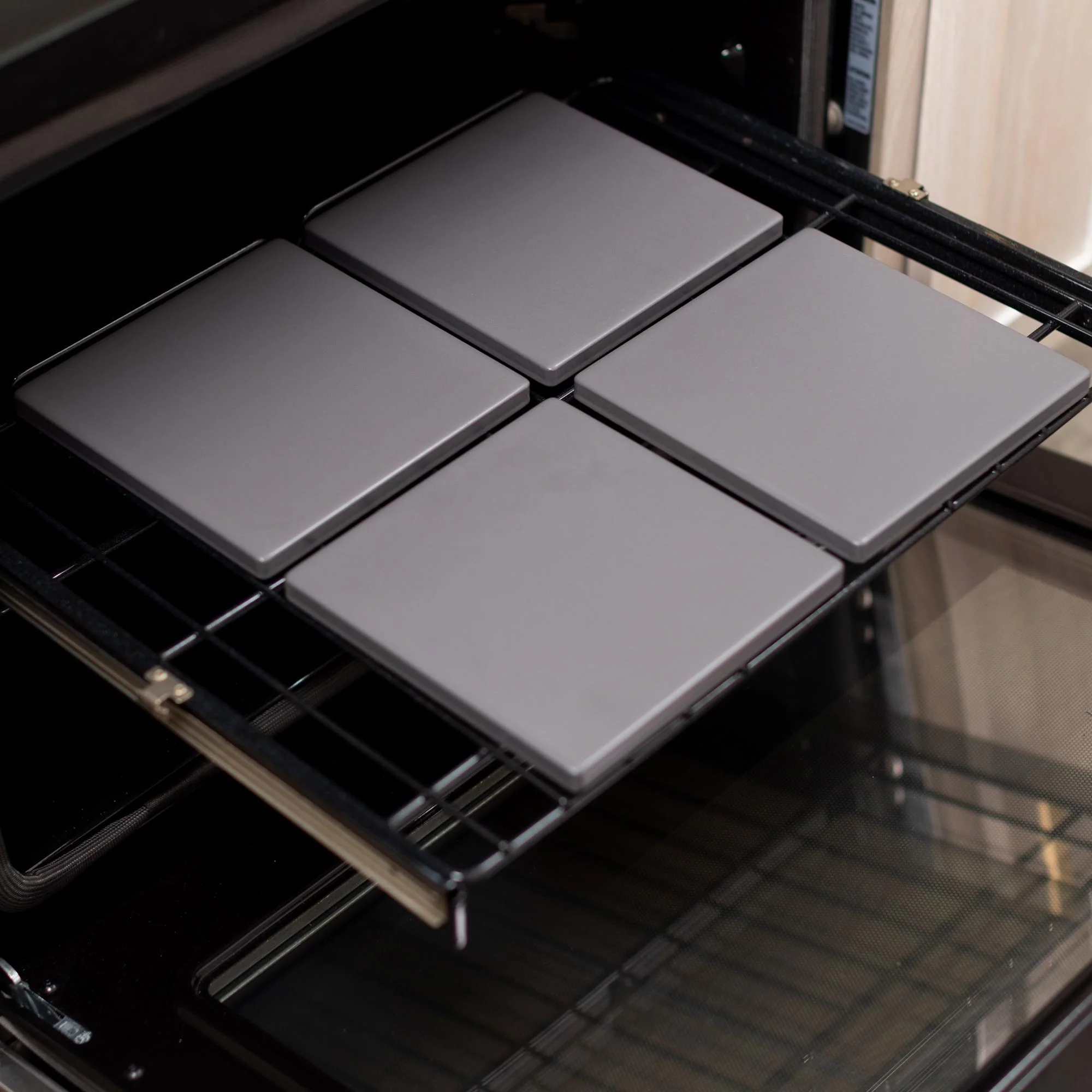 Glazed Cordierite Square Pizza Stone 4 Piece Set, 7.5x7.5-Inch, Grey - Image 6